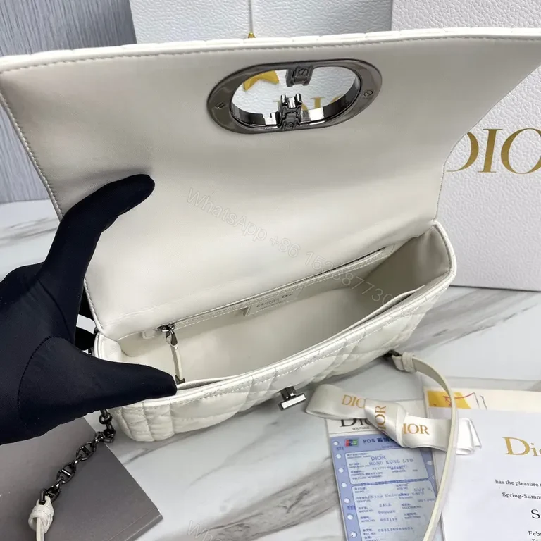 View 4 of Ivory Quilted Leather Shoulder Bag - Signature Hardware Modern Elegance