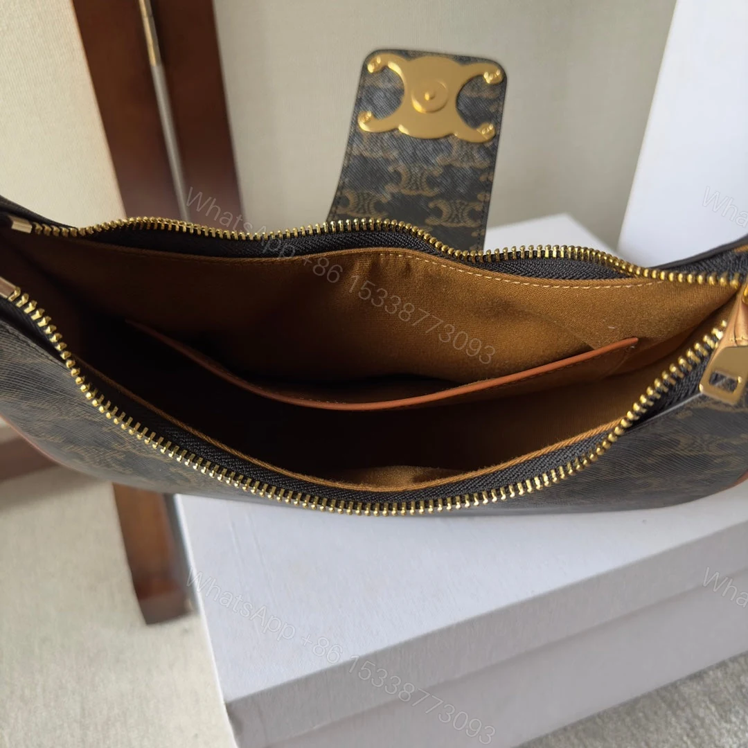 View 6 of CELINE AVA TRIOMPHE SOFT BAG IN CANVAS AND CALFSKIN TAN