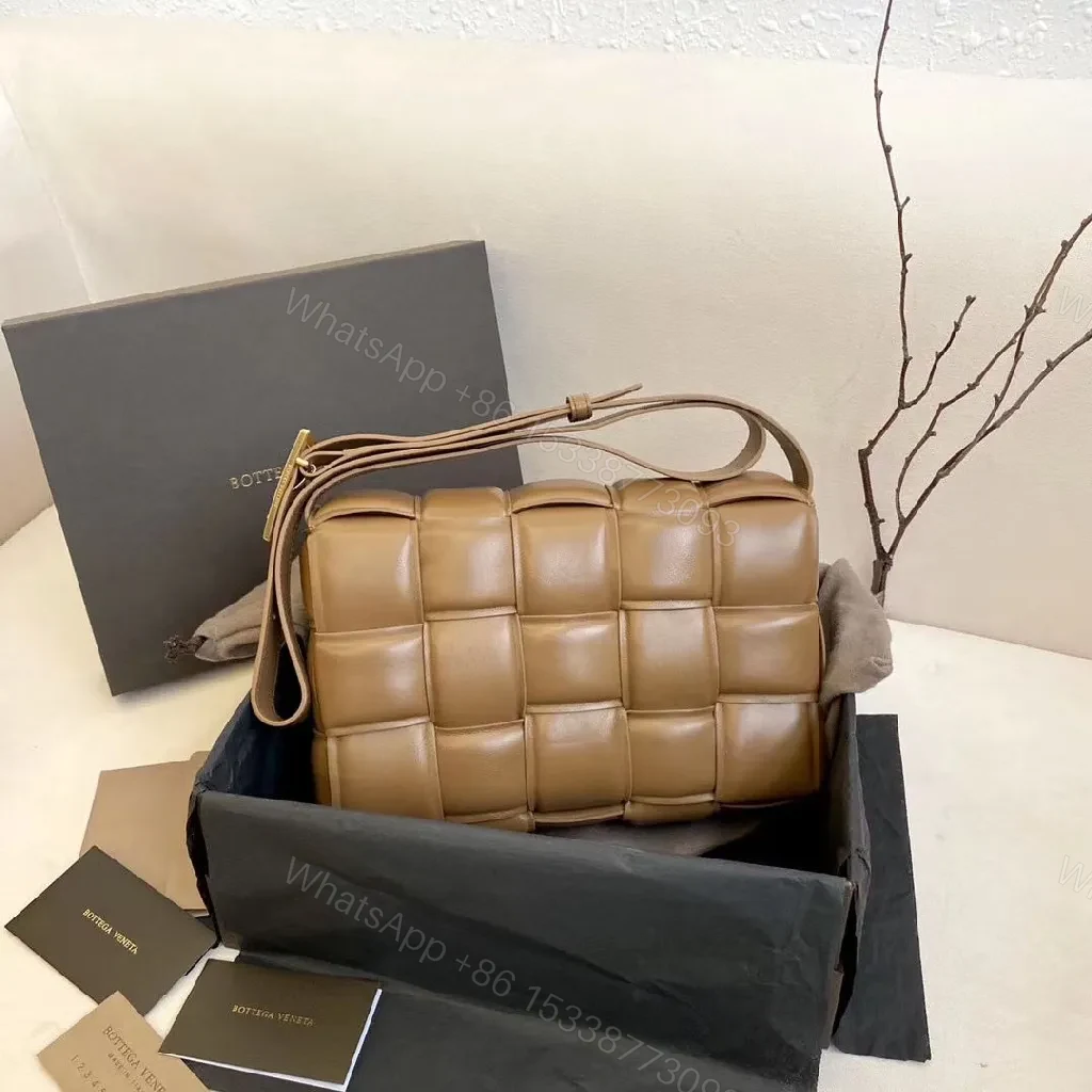 View 2 of Warm Caramel Quilted Leather Crossbody Bag, Modern Minimalist