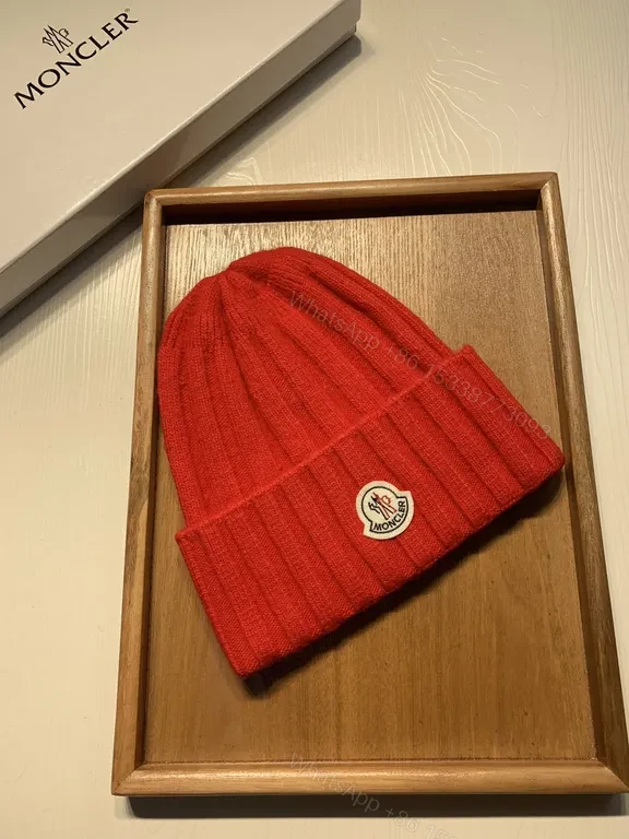 View 2 of Bold Red Rib-Knit Beanie: Moncler Warmth & Luxury Style