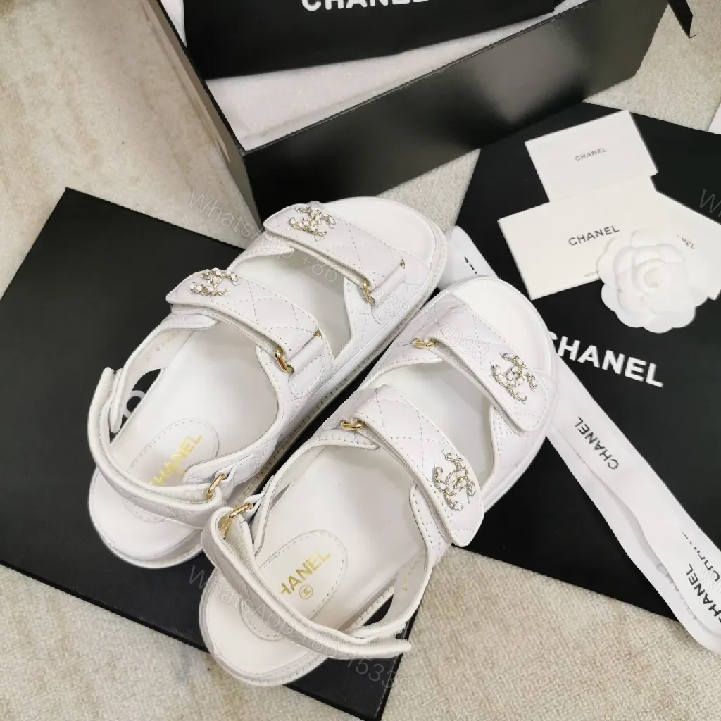 View 2 of White Quilted Velcro Sandals: Luxe Minimalist Comfort Shoes