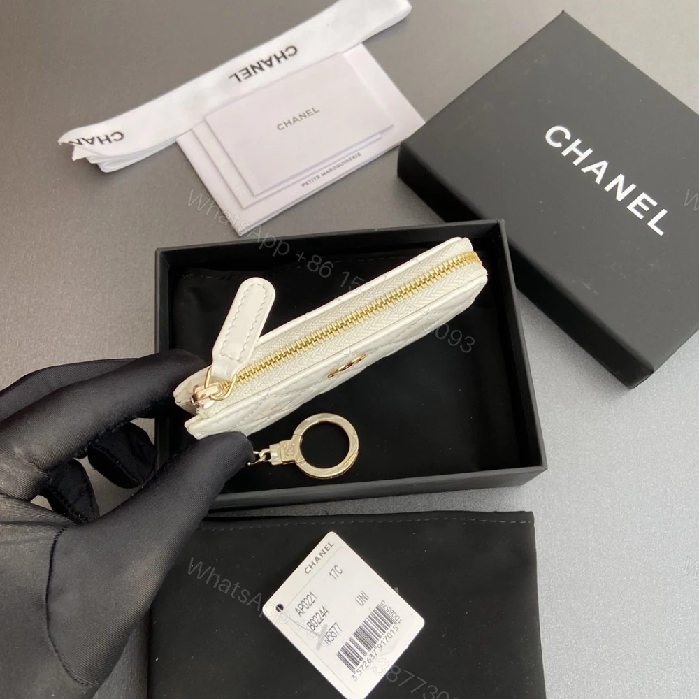 View 3 of 高仿Chanel*AP0221零錢包白色漆皮金扣免檢版