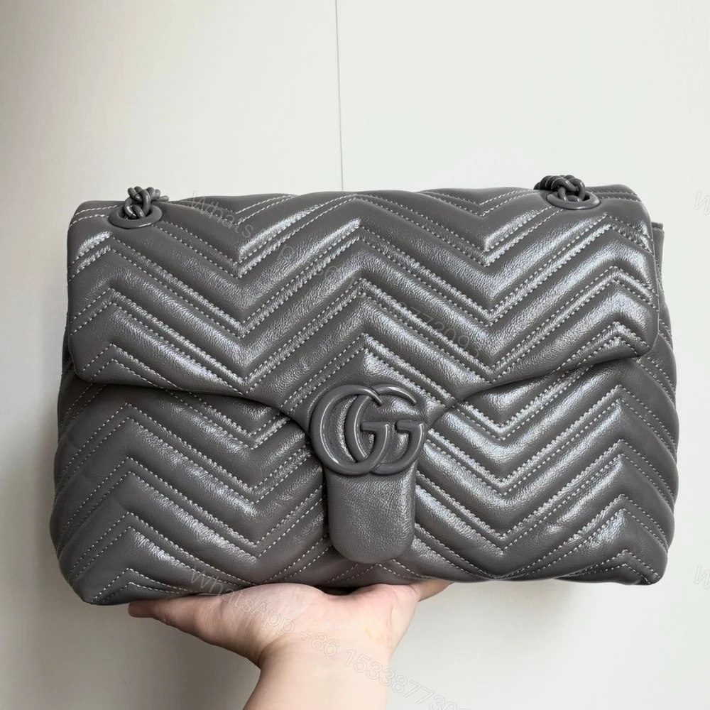 View 2 of Gucci Marmont Medium Shoulder Bag Gray 31Cm