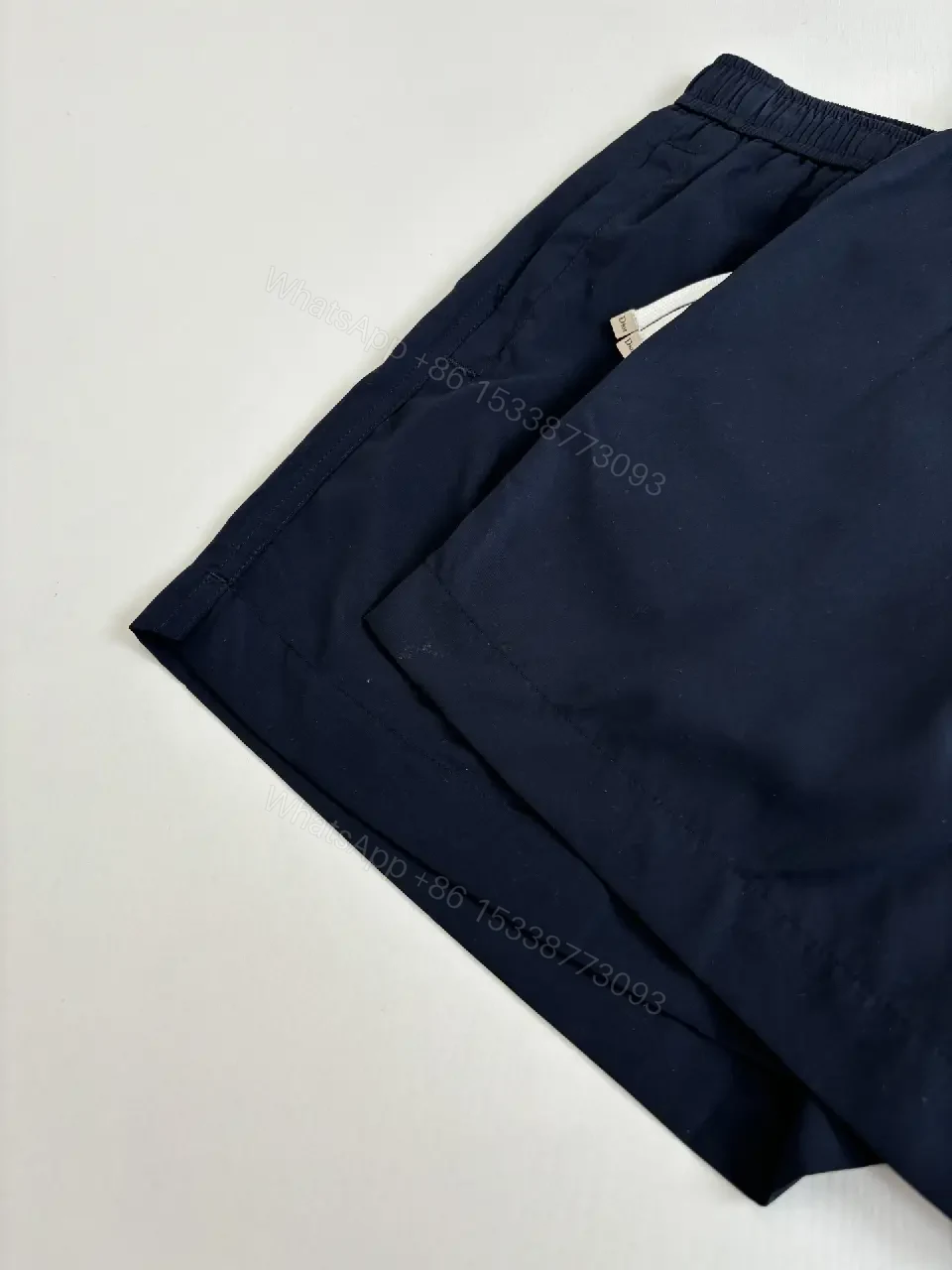 View 2 of Navy Nylon Drawstring Swim Shorts with Dior Logo