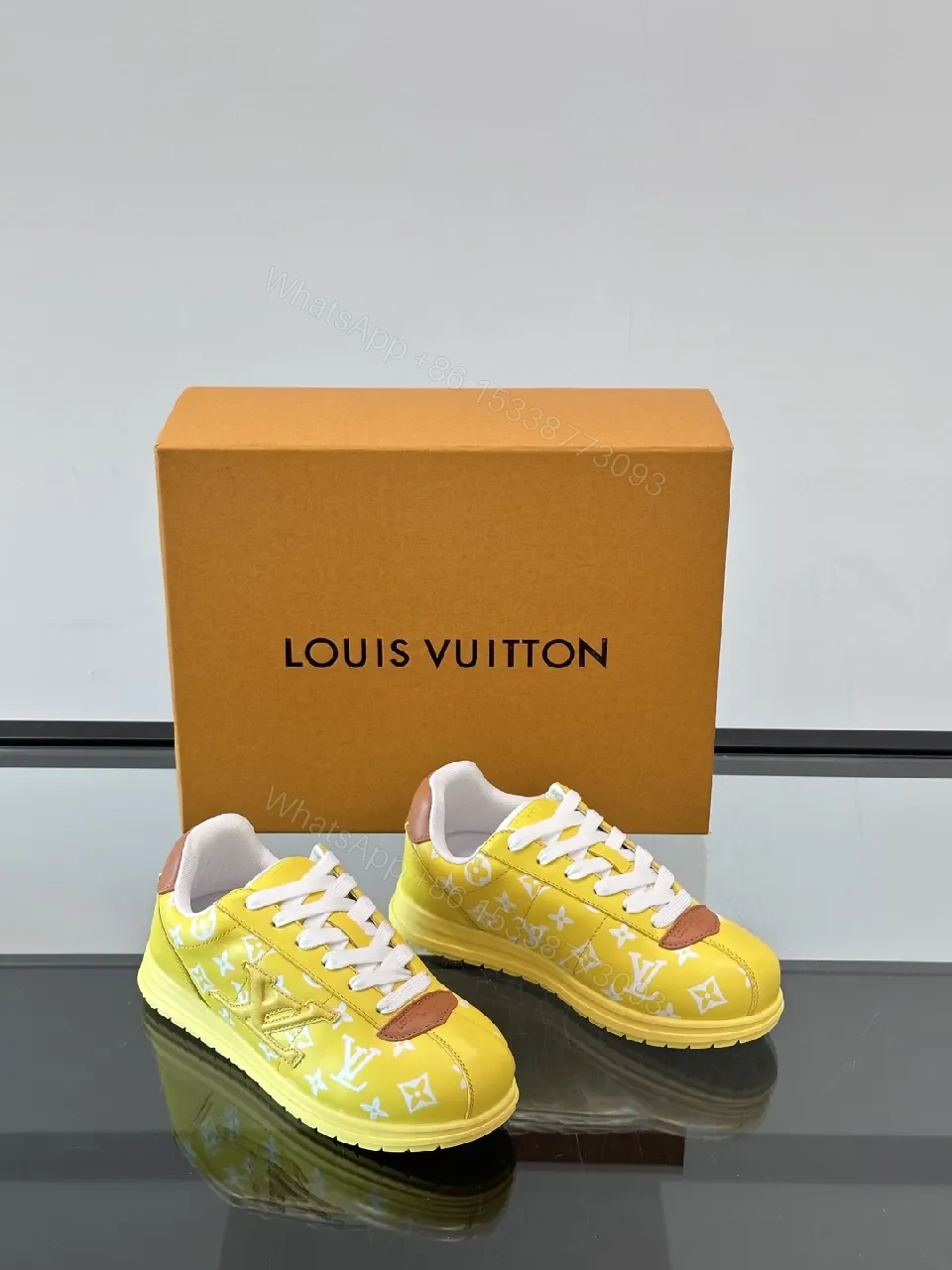View 2 of Sunny Yellow Monogram Sneaker: Luxe Comfort & Street Style