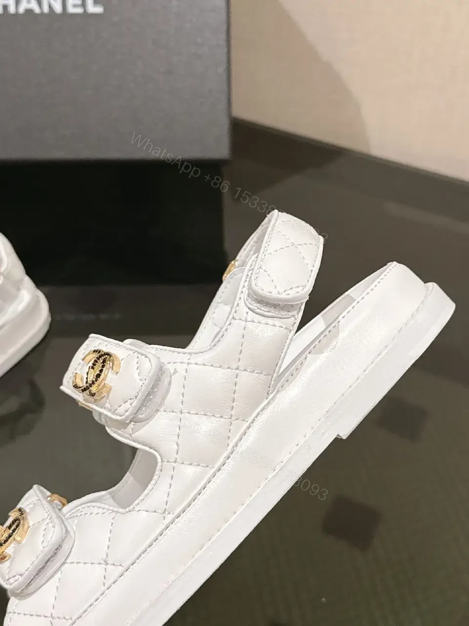 View 6 of White Leather Quilted Sandals - Cushioned, All-Day Comfort