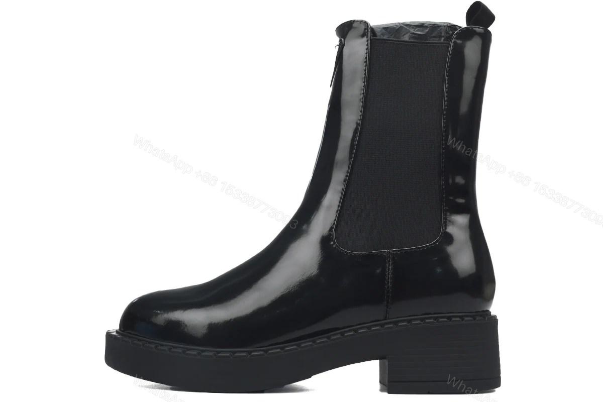View 6 of Prada Monolith patent leather booties black