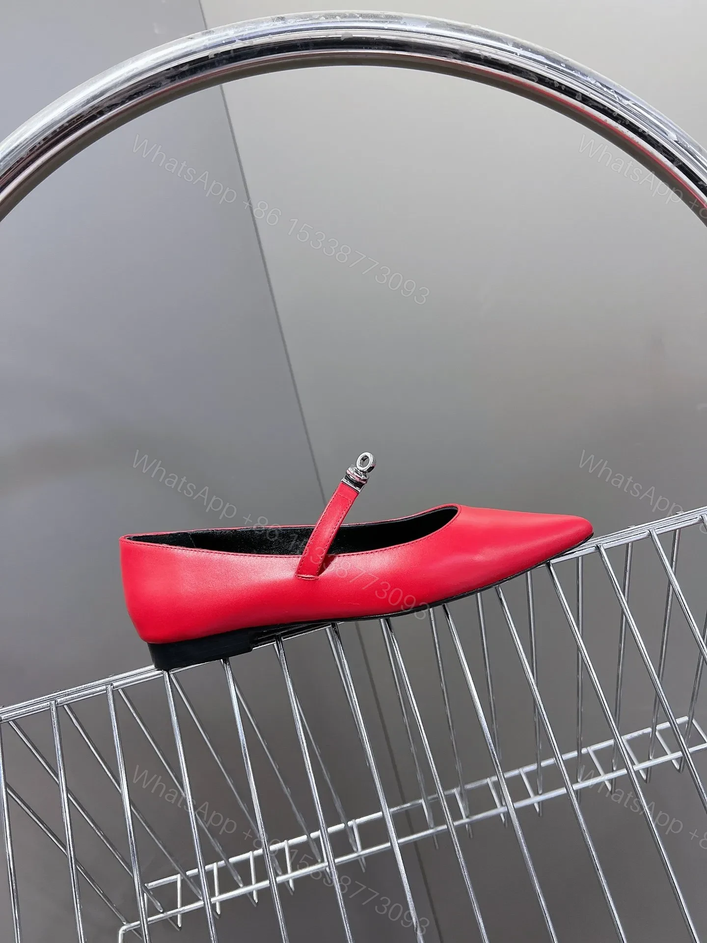 View 6 of Hermes Women Red Leather Pointed Toe Flats