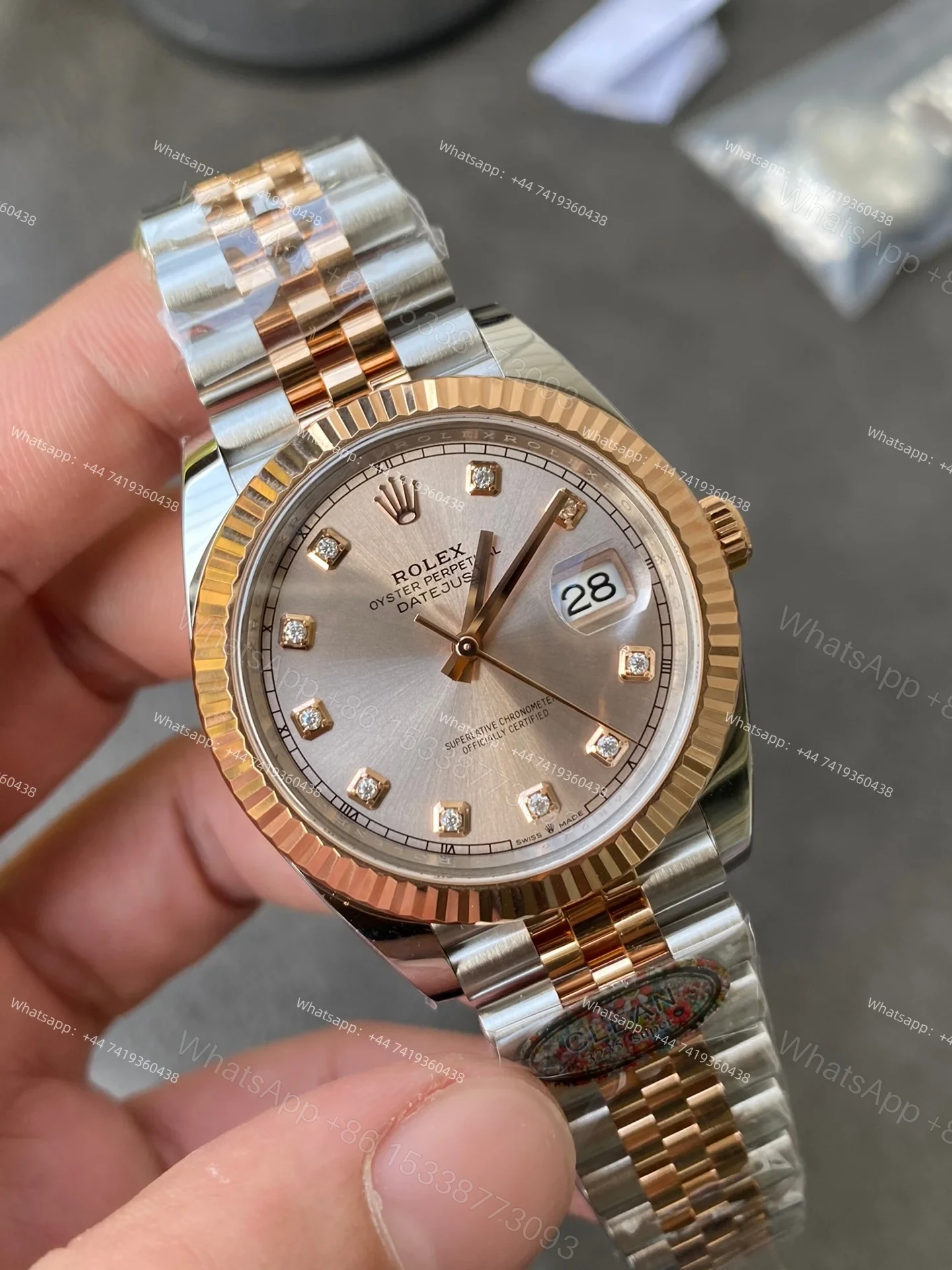 View 5 of Rolex Datejust M126331-0008 1:1 Replica Rose Gold Diamond Dial Jubilee 41MM 3235 Movement Super Clone Watch