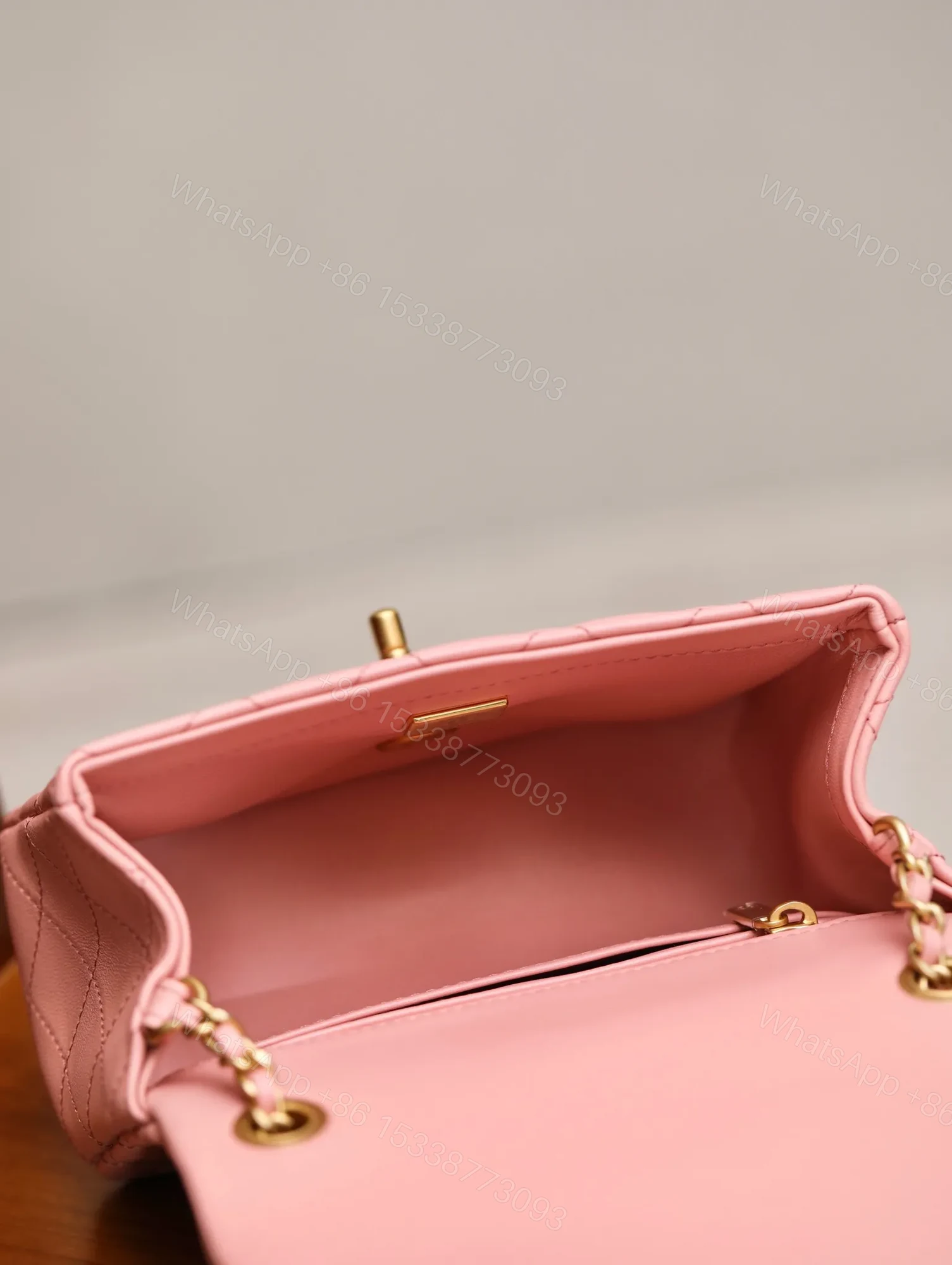 View 7 of Chanel Classic Woman’s 11 Handbag Pink With Bag Handle Bell 18cm