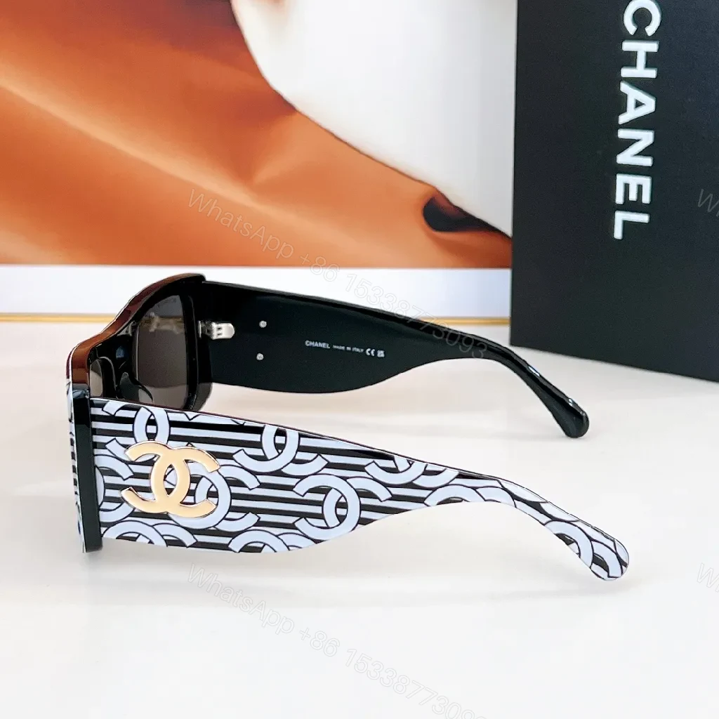 View 9 of Bold Chanel Sunglasses: Black Acetate, Interlocking CC Logo