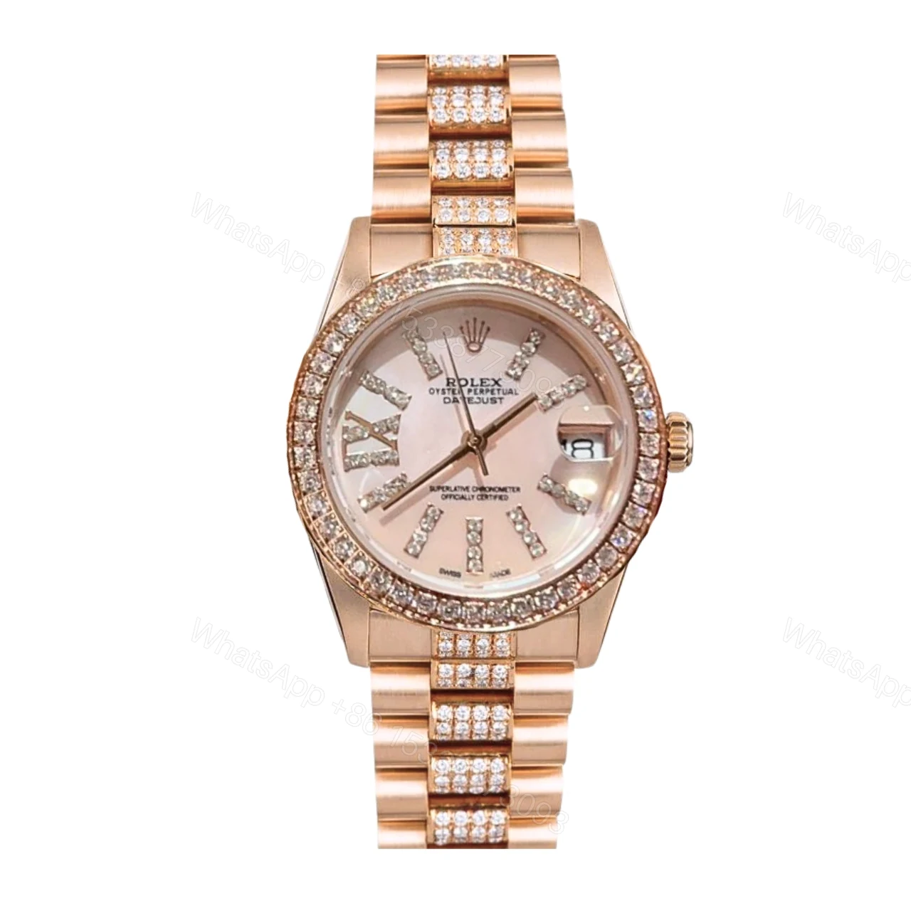 Rolex Datejust Diamond In Rose Gold With Pink Dial 31Mm — view 1