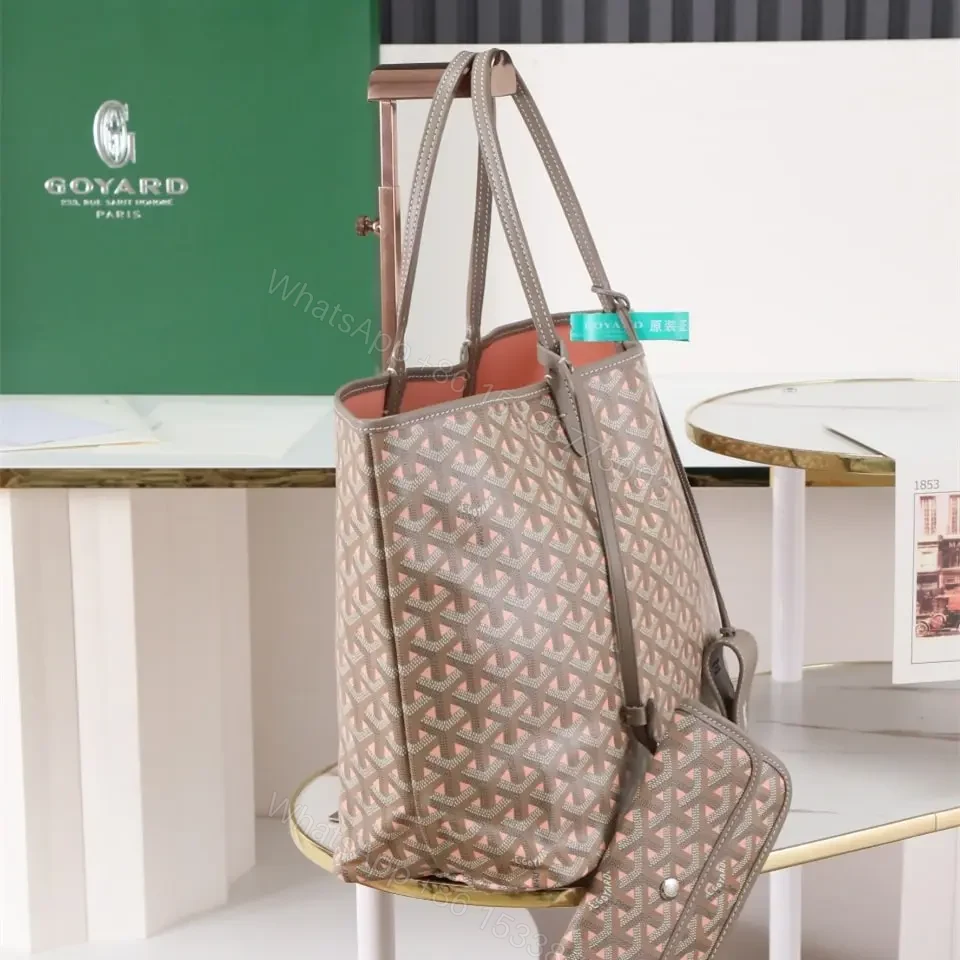 View 3 of 高仿Goyard*STLOUIP12滿印Tote手提袋咖粉免檢版小號
