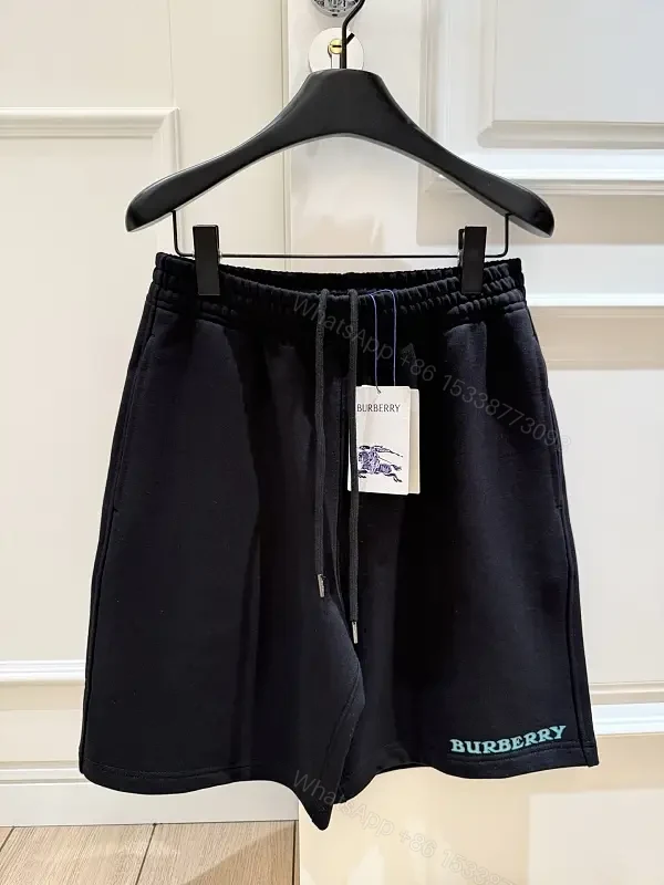 Black Cotton Sweatshorts Burberry Logo — view 1