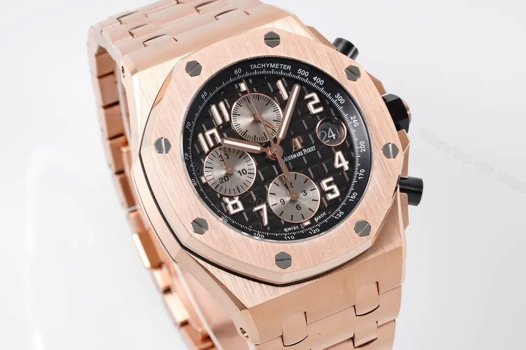 View 2 of JH Factory Audemars Piguet Royal Oak Offshore Rose Gold Steel Bracelet Watch with Exclusive 4404 Chronograph Movement