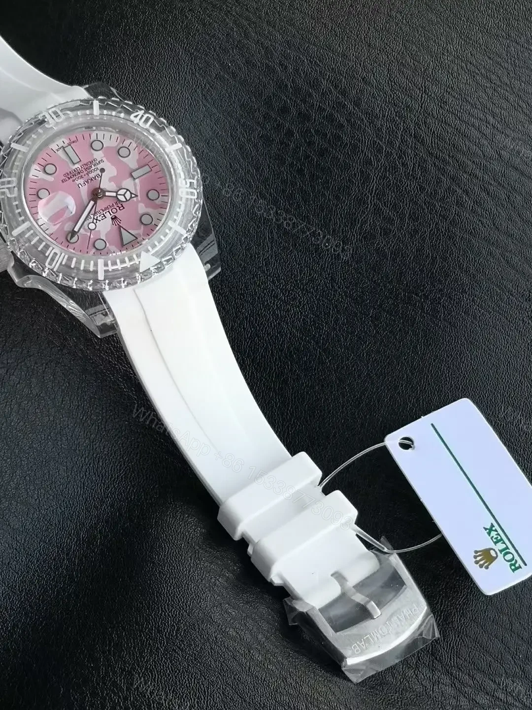 View 7 of Premium Rolex Submariner Date Phantomlab Pink Camo replica 40MM White Rubber Strap Edition RLX-SUB-DATE-PHANTOMLAB-PINK-CAMO-40MM-WHITE-RUBBER-STRAP
