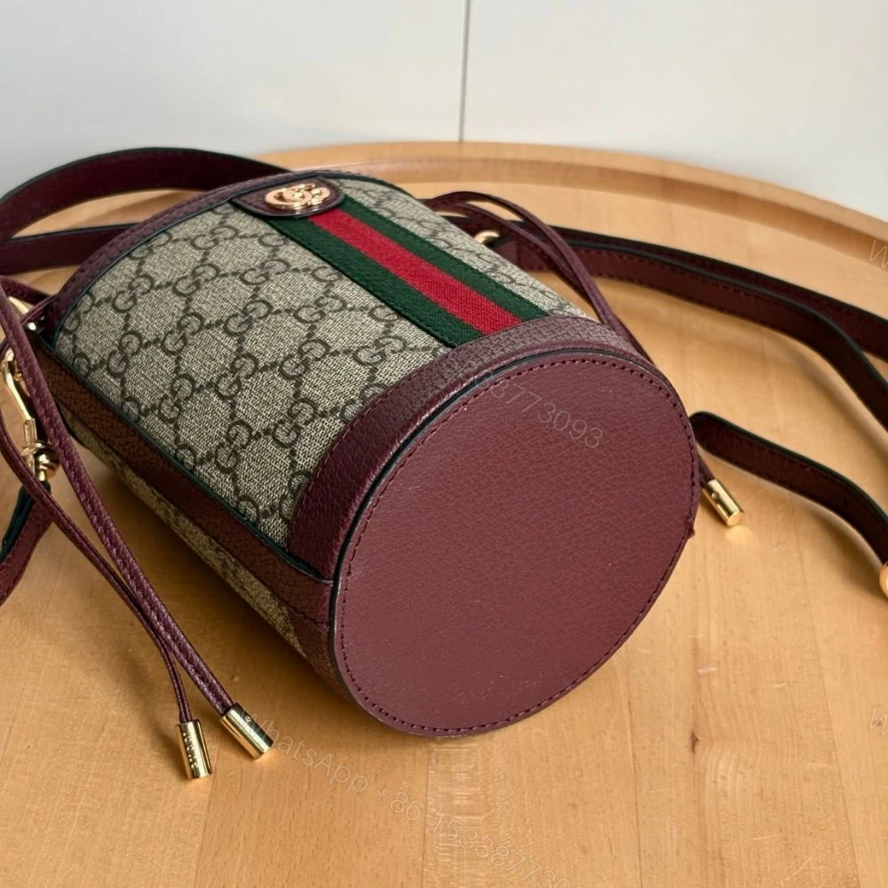 View 7 of Gucci Ophidia Mini Bucket Bag Beige And Dark Red 20Cm
