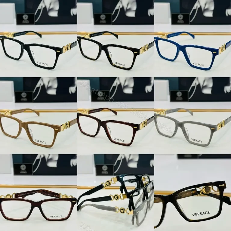 View 7 of Black Gold Versace-Inspired Eyewear: Rectangular Acetate Frames with Medusa Detail
