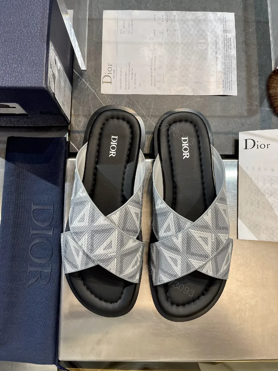 View 6 of Soft-Textured Leather Slides with Subtle Metal Hardware for Everyday Luxury