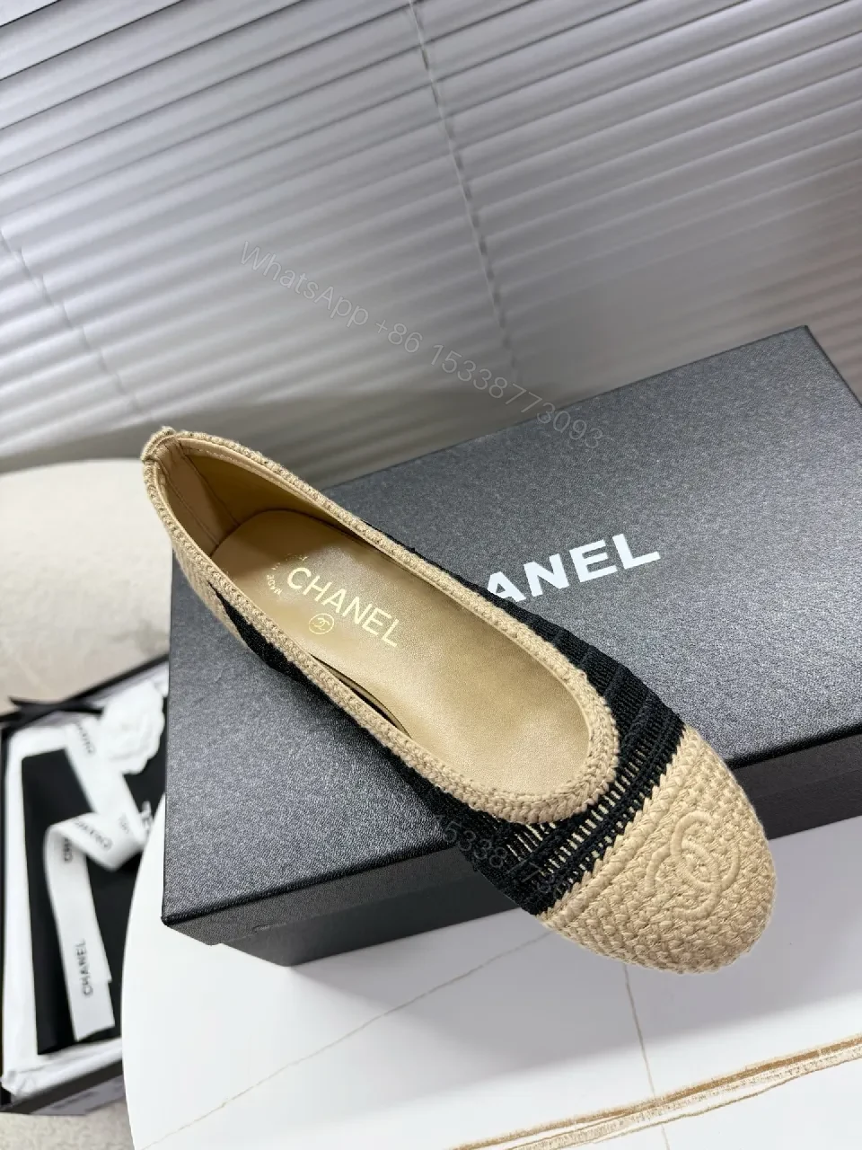 View 5 of Textured Chanel-Influenced Espadrille Flats