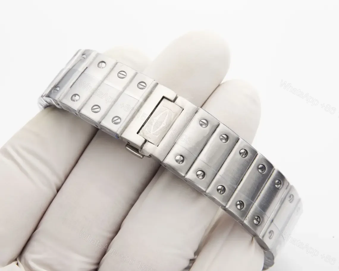 View 3 of Premium Cartier Santos Blue Dial Steel Bracelet replica Men’s Edition RG-CARTIER-SANTOS-BLUE-STEEL-MENS