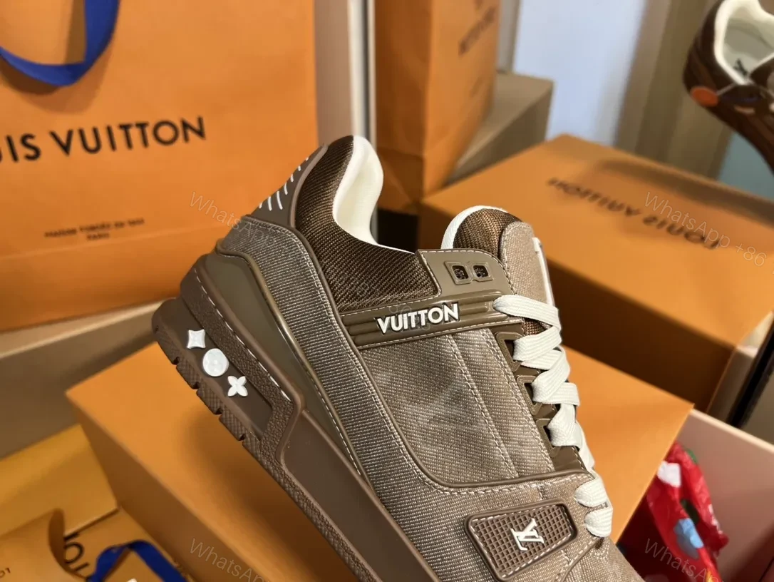 View 7 of Brown Leather-Trim Sneaker: Modern Luxury Comfort Footwear