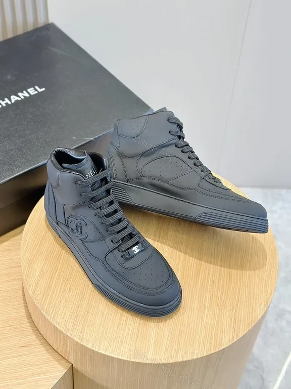 View 5 of Chic Black Leather High-Top Sneakers with Luxury Detailing