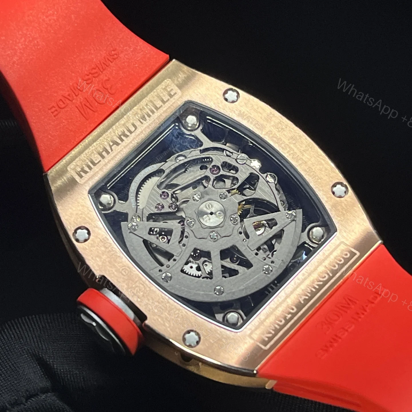 View 8 of Luxury Skeleton Automatic Red Strap Watch RM010-SKELETON-2026