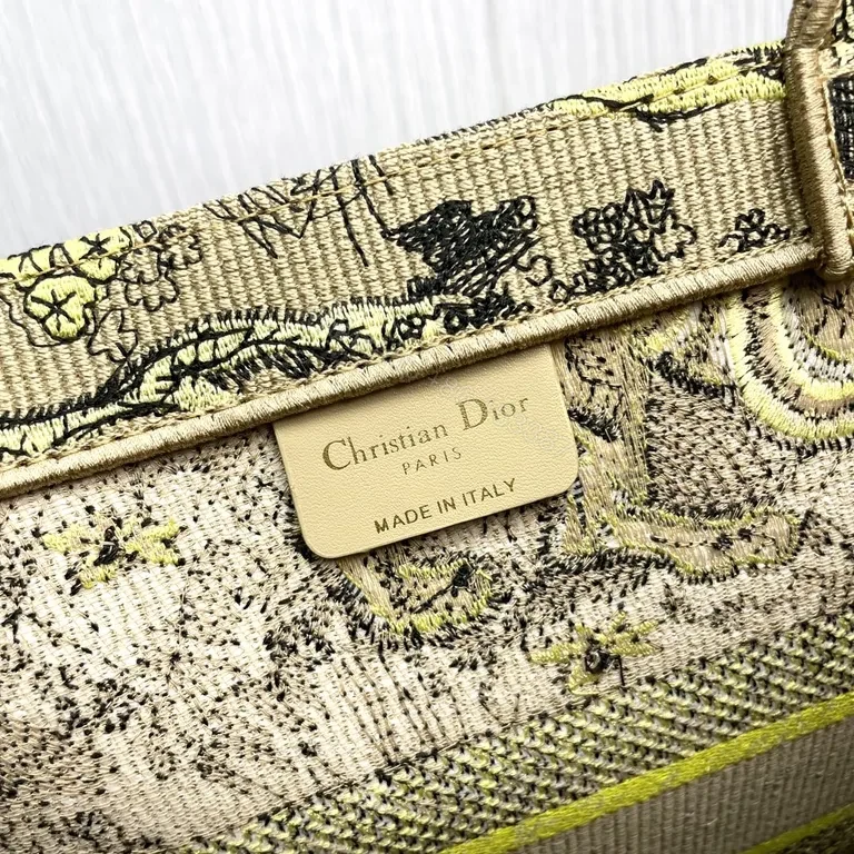View 7 of Structured Canvas Satchel: Bold Tapestry with Dior Branding