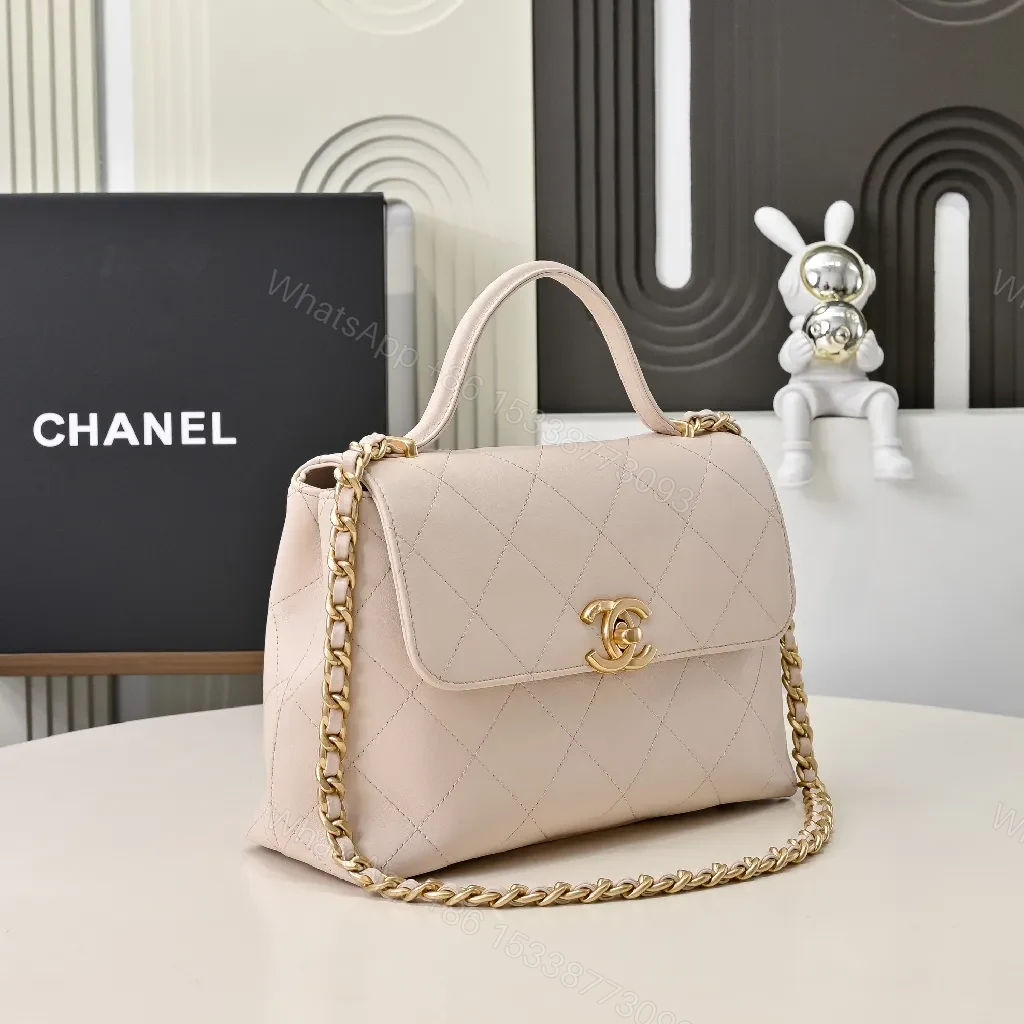 View 7 of Quilted Beige Calfskin Bag with Gold Hardware, Luxe Everyday