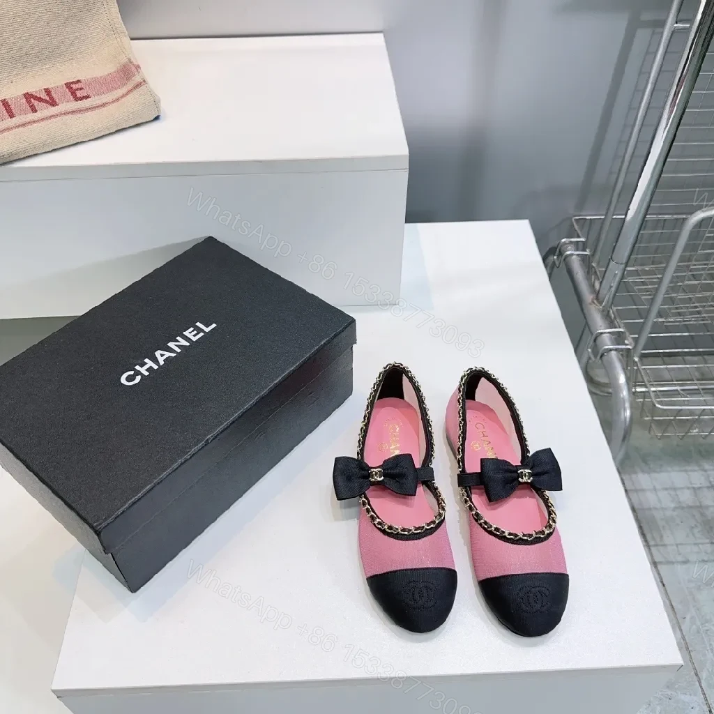 View 2 of Pink & Black Bow Espadrille Flats - Slip-On Comfort