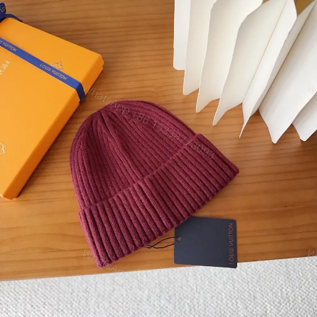 View 3 of Maroon Knit Beanie – Embroidered Designer-Inspired Style