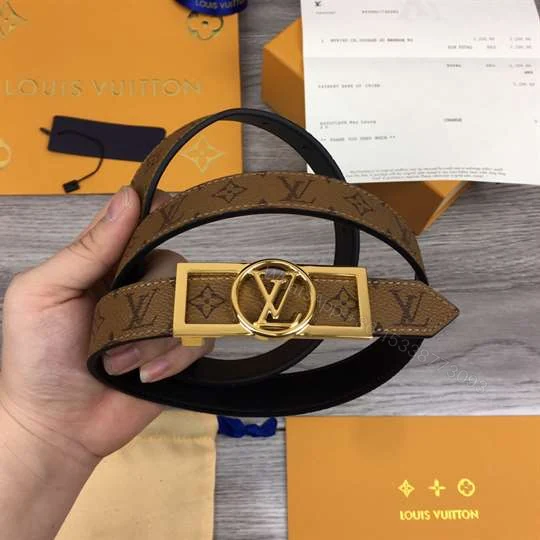 View 7 of LOUIS VUITTON MONOGRAM CEINTURE DAUPHINE TAN NOIR BELT – B151