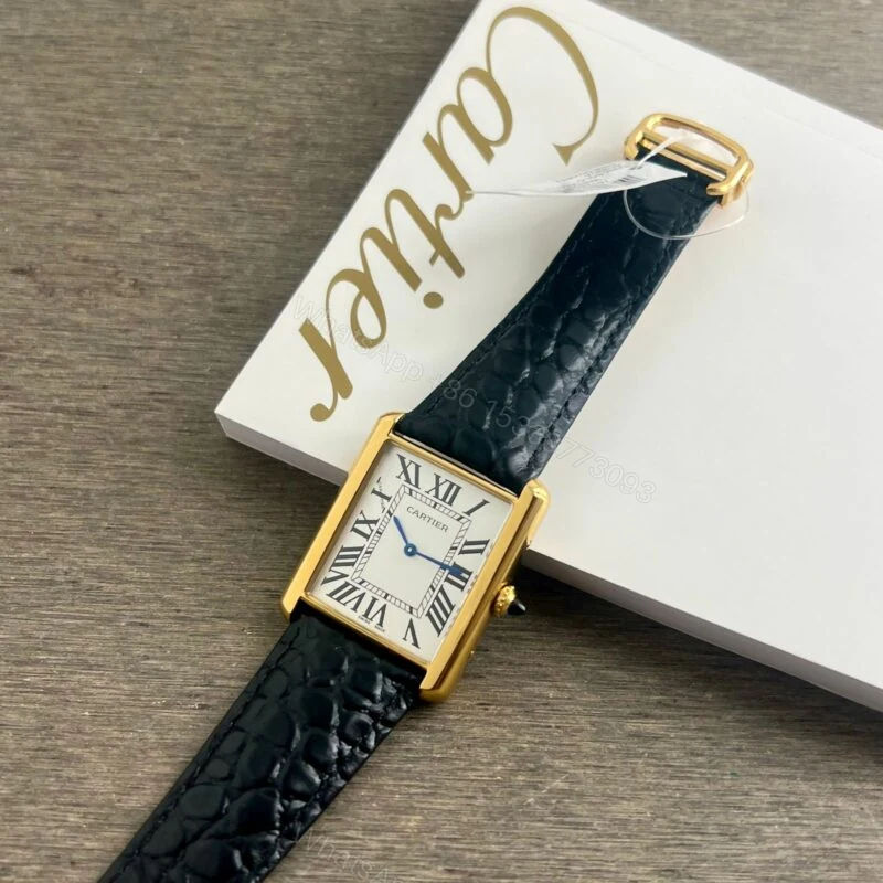 View 3 of Cartier Tank Louis Quartz Gold 24x31mm Crocodile Skin