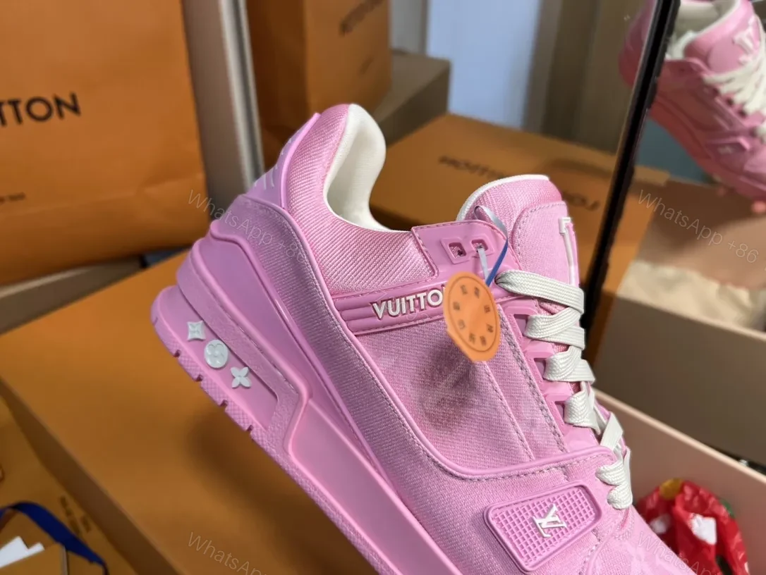 View 7 of Pink Suede-Textile Low-Top Sneakers with Luxe Accents