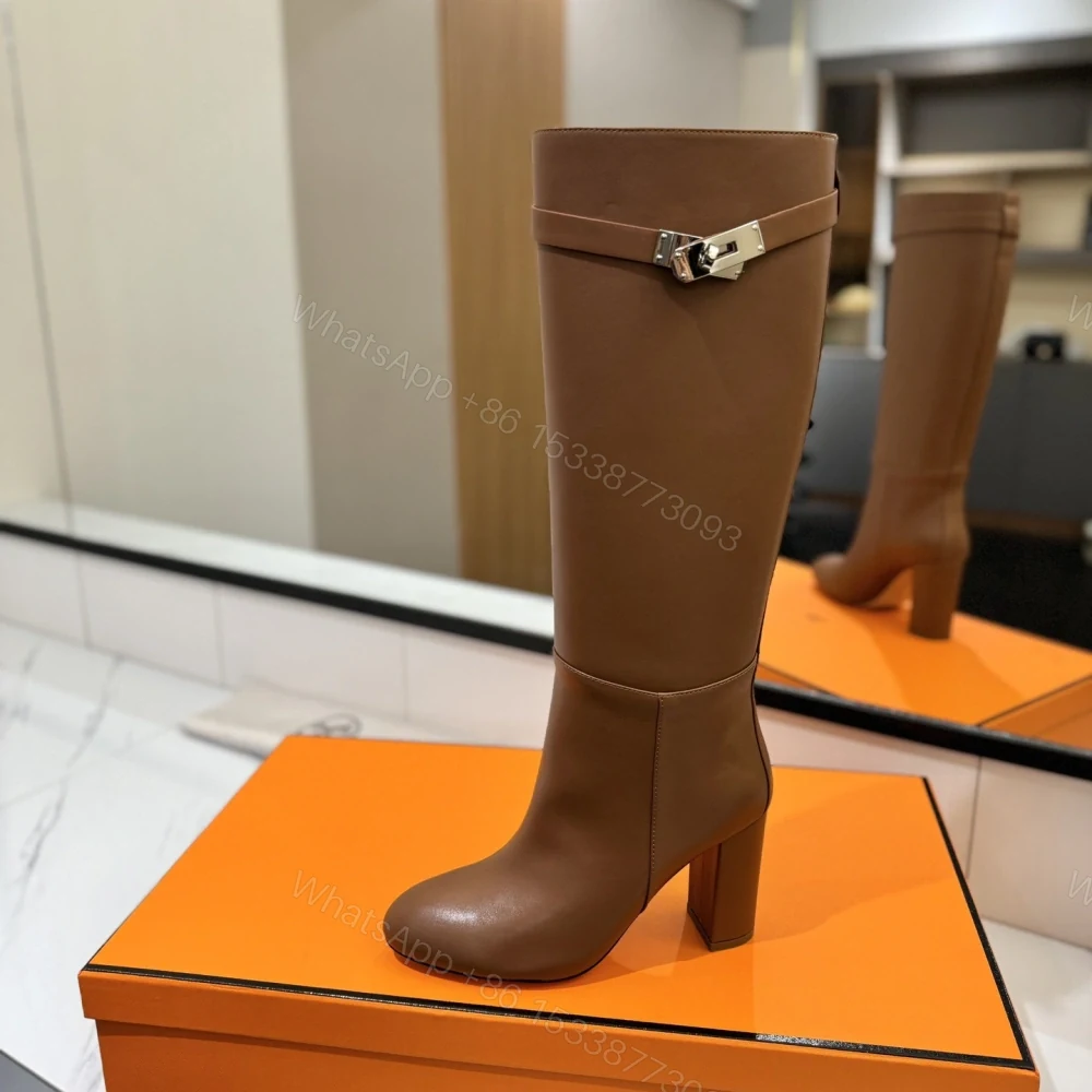 View 4 of 高仿Hermes*H202250ZA3小牛皮高筒靴棕色8.5CM免檢版