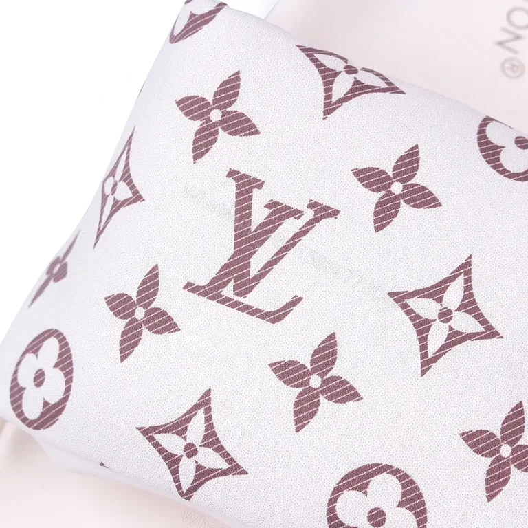 View 3 of White LV Monogram Padded-Strap Sandals â€“ Effortless Luxury Slide