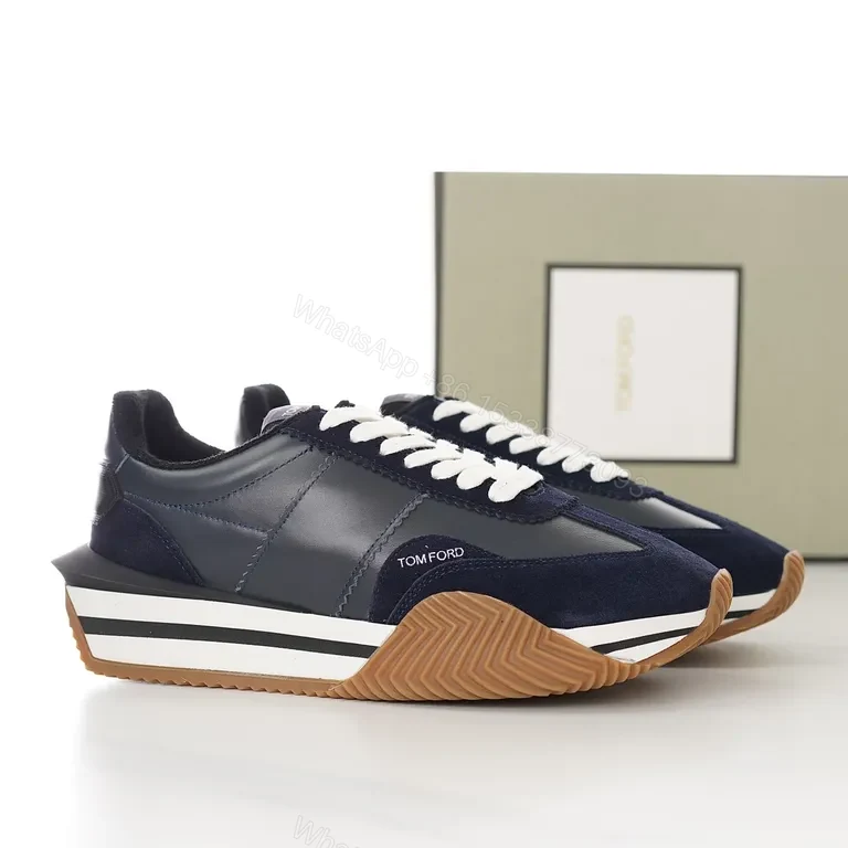 View 2 of Navy Suede & Leather Sneaker â€” Tom Ford Luxury Comfort