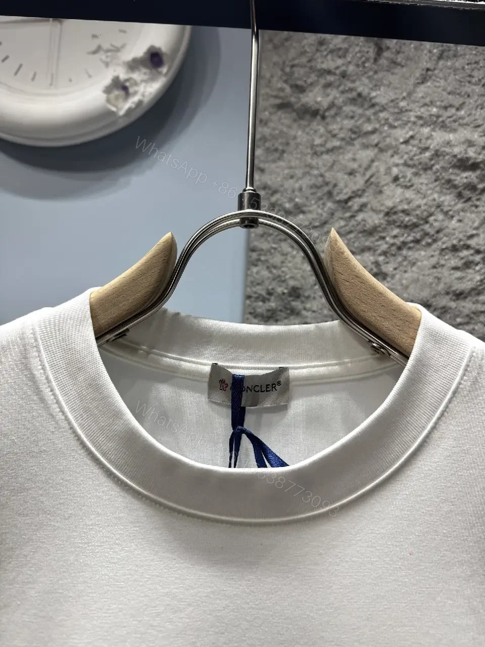 View 3 of White Cotton Luxe Tee with Embroidered Detail