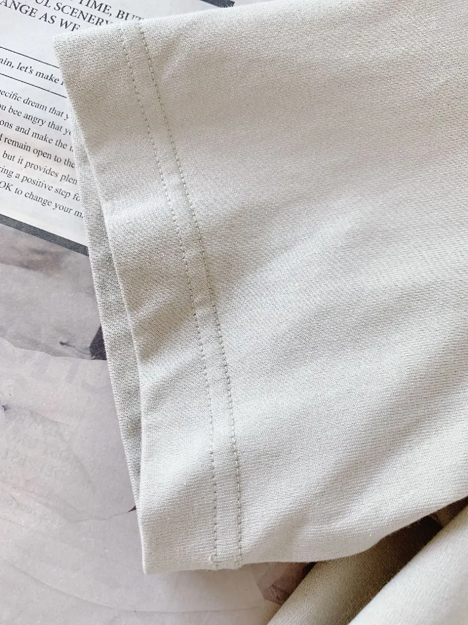 View 7 of Light Beige Knit Casual Logo Patch T-Shirt