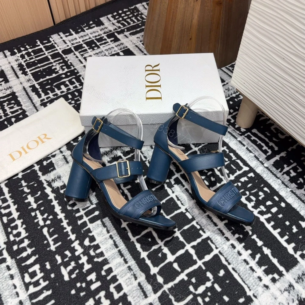 View 8 of 高仿Dior*Dway3系列KDO185高跟刺繡涼鞋藍色免檢版