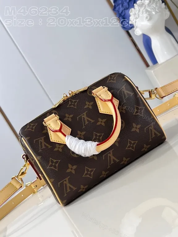 View 3 of Monogram Luxe Compact Handbag: Gold Hardware, Leather Trim