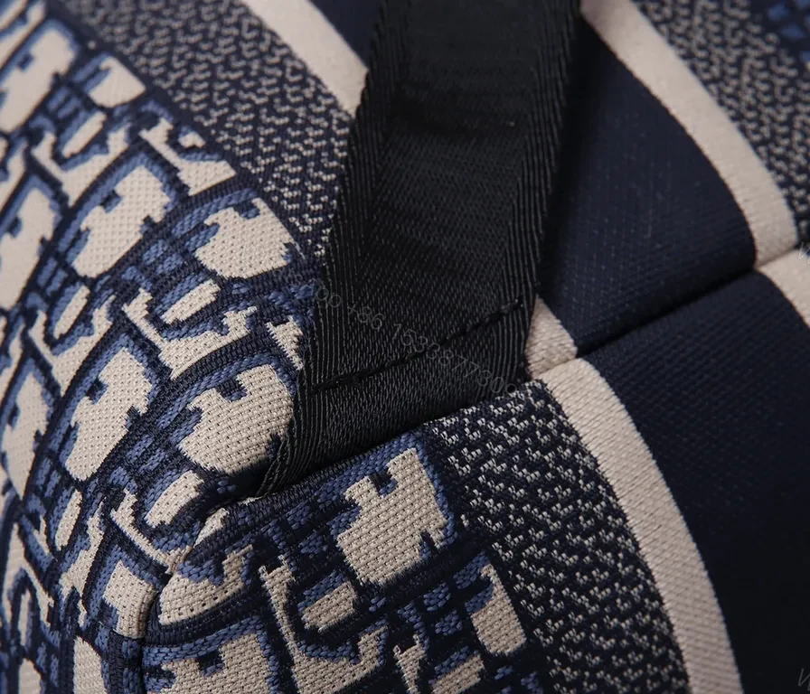 View 8 of Dior Monogram Luxury Backpack: Navy Leather Trim, Everyday Style