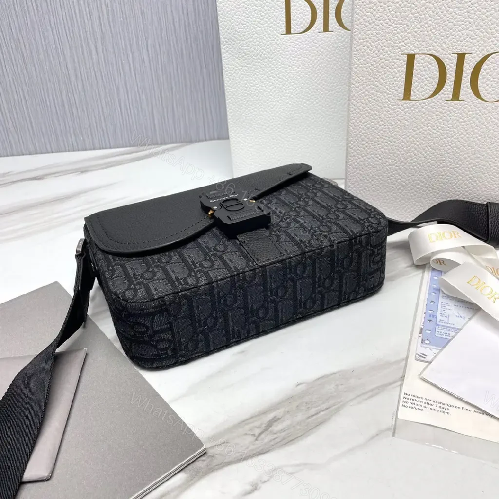 View 7 of Compact Dior Messenger Bag: Textured Leather, Structured Crossbody