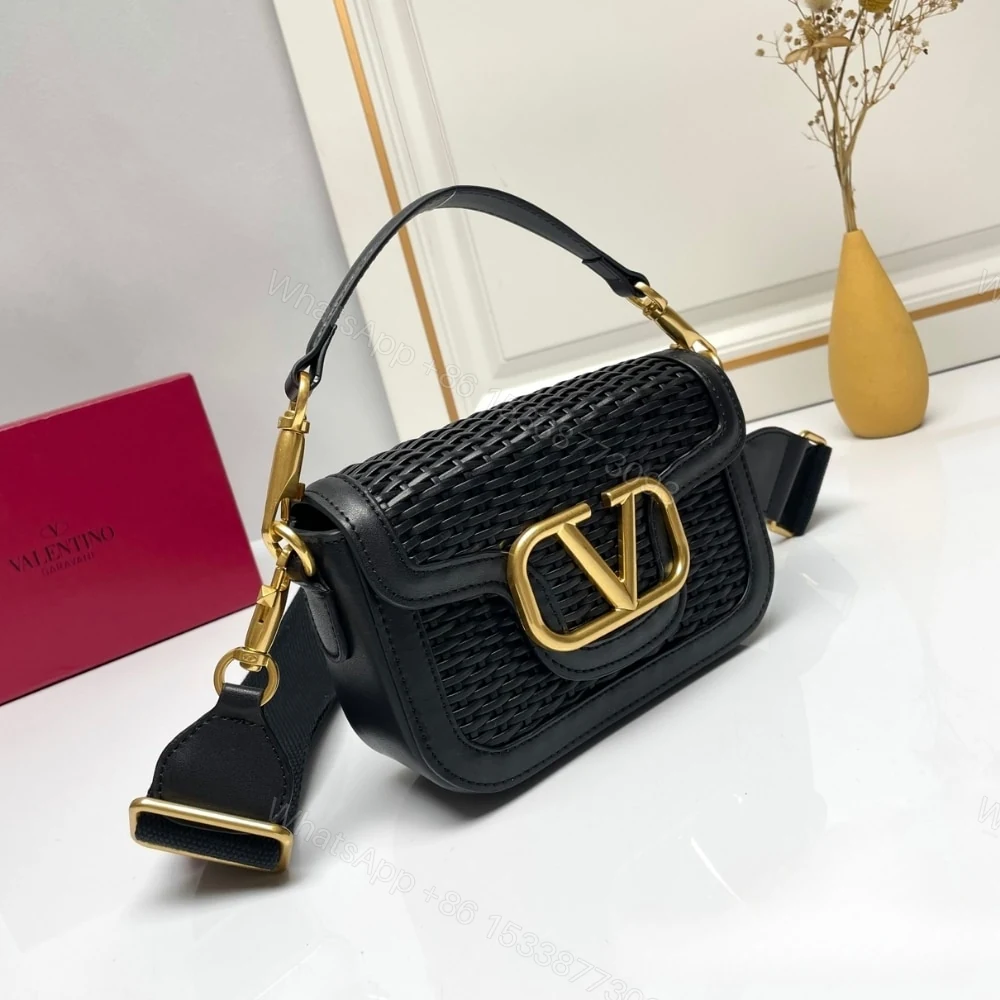 View 3 of VALENTINO GARAVANI ALLTIME WOVEN SHOULDER BAG BLACK 22CM