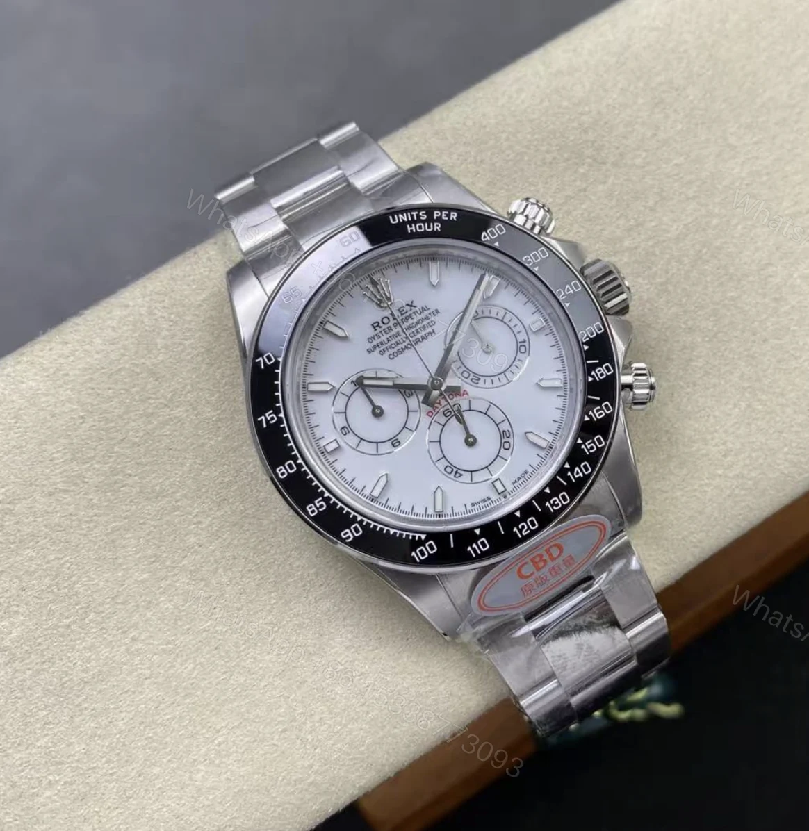 View 6 of Supe Clone Rolex Daytona 126502 Stainless Steel Platinum Rolesium White Grand Feu Enamel Dial (2026)