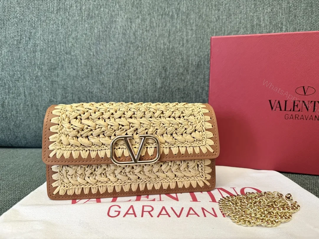 View 3 of Natural Straw-Woven Crossbody with Gold Buckle Strap