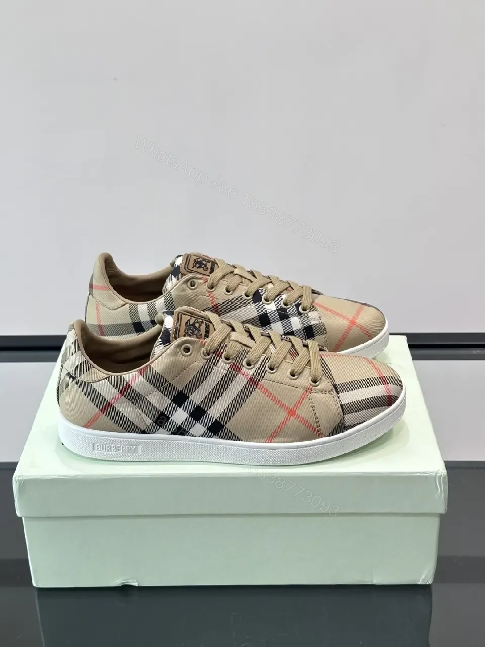 View 7 of Plaid Plush Comfort Low-Top Sneakers with Signature Check