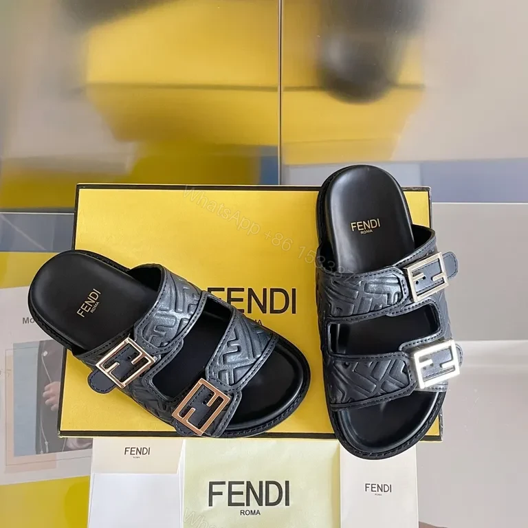 View 3 of Bold Textured Leather Slides with Hardware Detail - Luxury Menâ€TMs Slides