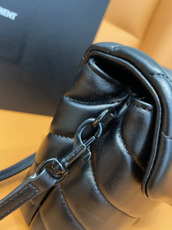 View 2 of Sleek Quilted Crossbody Leather Bag â€” YSL Noir Iconic Luxury